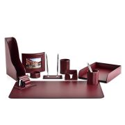 Настольный набор из 10 предметов, кожа двухслойная, бордо