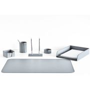 Настольный набор из 6 предметов, кожа двухслойная, серый