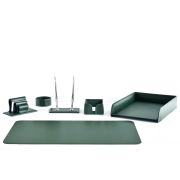 Настольный набор из 6 предметов, кожа двухслойная, зеленый