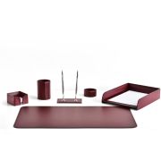 Настольный набор из 6 предметов, кожа двухслойная, бордо
