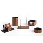 Настольный набор из 5 предметов, кожа двухслойная, табак/шоколад