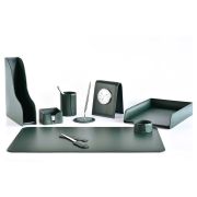 Настольный набор из 9 предметов, кожа двухслойная, зеленый