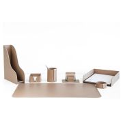 Настольный набор из 7 предметов, кожа двухслойная, латте