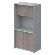 Миникухня с ЛДСП фасадами, металлик/дуб сонома