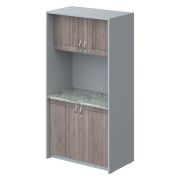 Миникухня с МДФ фасадами, металлик/дуб сонома