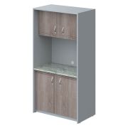 Миникухня с МДФ фасадами, металлик/дуб сонома