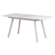 Стол обеденный раскладной LEWAY 120(160)х80, белоснежный/стекло белое сатин