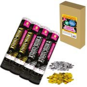 Хлопушка пневматическая 30 см «Прямоугольники» НАБОР 3+1 шт. В ПОДАРОК, фольга золото/серебро, ЗОЛОТАЯ СКАЗКА, 592085