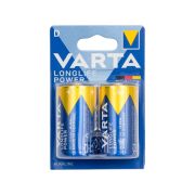 Батарейки алкалиновые КОМПЛЕКТ 2 шт., VARTA LONGLIFE POWER, D (LR20, 13А), блистер, 4920121412