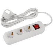 Удлинитель ЭРА UDL-10 Greenline, 3 розетки, с заземлением, с выключателем, 10 А, 3 м, белый, UDL-10-330-ES