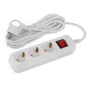 Удлинитель ЭРА UDL-10 Greenline, 3 розетки, с заземлением, с выключателем, 10 А, 5 м, белый, UDL-10-350-ES