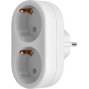 Сетевой тройник DEFENDER TA-03, 2 розетки, c заземлением, белый, 99107