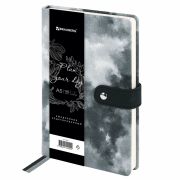 Ежедневник недатированный А5 138х213 мм BRAUBERG «Nebula», под кожу, застежка, 160 л., черный, 116235