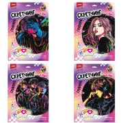 Гравюра в технике Скретчинг «K-POP» АССОРТИ, цветная основа 30х40 см, штихель, LORI, Гро/м-001