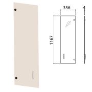 Дверь СТЕКЛО тонированное, средняя, «Приоритет», 356х4х1167 мм, БЕЗ ФУРНИТУРЫ, К-941