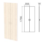 Дверь ЛДСП высокая «Бюджет», КОМПЛЕКТ 2 шт., 355х16х1756 мм, дуб шамони светлый, 402880-430