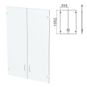 Дверь СТЕКЛО средняя «Бюджет», КОМПЛЕКТ 2 шт., 355х4х1052 мм, БЕЗ ФУРНИТУРЫ, 402655-760