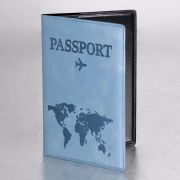 Обложка для паспорта «Passport Map», мягкая экокожа, голубая, STAFF, 238877
