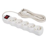 Сетевой фильтр СУ10-005 5 розеток, с заземлением, выключатель, 16 А, 3 м, белый, 7044