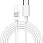 Кабель USB Type-C-Type-C, 60 Вт, белый, 2 м, DEFENDER F182, 87538