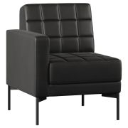 Секция с подлокотником одноместная CHAIRMAN ЭЛИФ, правая, экокожа, черная, 690х800х840 мм