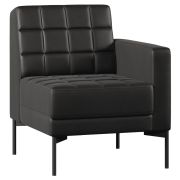 Секция с подлокотником одноместная CHAIRMAN ЭЛИФ, правая, экокожа, черная, 690х800х840 мм