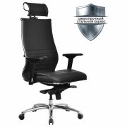 Кресло офисное МЕТТА «SAMURAI» KL-3, с подголовником, экокожа, черное