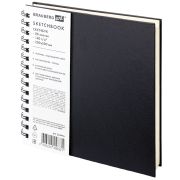 Скетчбук, слоновая кость 140 г/м2 200х200 мм, 80 л., КОЖЗАМ, гребень, BRAUBERG ART CLASSIC, черный, 116476