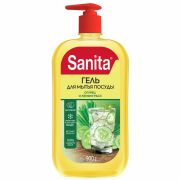 Гель для мытья посуды 900г SANITA «Огурец и лемонграсс», дозатор, 27863