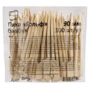 Пики для канапе бамбуковые ГОЛЬФ 9 см, 100 шт., КП, 133043