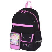 Рюкзак BRAUBERG PASTEL с термонашивками в комплекте, «Black kitty», черный, 40х29х14 см, 273128