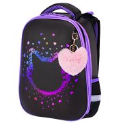 Ранец BRAUBERG SHINY, 2 отделения, с брелком, Pretty face, 38х28х14 см, 273142