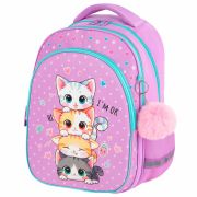Рюкзак BRAUBERG OPTIMA, 2 отделения, с брелоком, «Funny kittens», 36х27х18 см, 273156