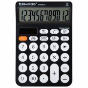 Калькулятор настольный BRAUBERG STYLE-12-BK (157х106 мм), 12 разрядов, двойное питание, ЧЕРНЫЙ, 272965