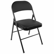 Стул складной BRABIX «Golf Plus CF-003 КОМФОРТ», черный каркас, кожзам черный, В КОРОБЕ, 533026