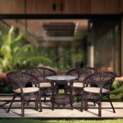 Комплект «PELANGI» 02/15 ( стол со стеклом + 4 кресла ) [без подушек]