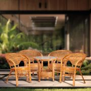 Комплект PELANGI 0215 ( стол со стеклом + 4 кресла ) [без подушек] ротанг