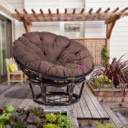 Кресло PAPASANПАПАСАН 2301 W с подушкой диаметр подушки 125 см, 115х101х104 см, Antique brown (античный черно-коричневый), ткань Коричневый