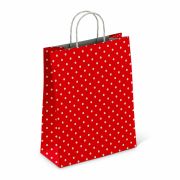 Крафт-пакет бумажный «Горох на красном» 22х12х25 см, с кручеными ручками, 100 г/м2, белый, 112979