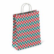 Крафт-пакет бумажный «Зигзаг» 26х15х35 см, с кручеными ручками, плотность 100 г/м2, белый, 113211