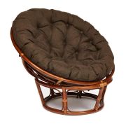 Кресло PAPASAN/ПАПАСАН 23/01 W /с подушкой/ диаметр подушки 125 см, 115х101х104 см, Pecan (орех), ткань Коричневый, 3М7-147