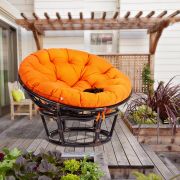 Кресло PAPASAN/ПАПАСАН 23/01 W /с подушкой/ диаметр подушки 122 см, 115х101х104 см, Antique brown (античный черно-коричневый), ткань Оранжевый