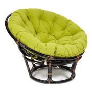 Кресло PAPASAN/ПАПАСАН 23/01 W /с подушкой/ диаметр подушки 125 см, 115х101х104 см, Antique brown (античный черно-коричневый), флок Олива, 23
