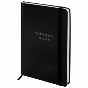 Ежедневник недатированный с резинкой А5 145х203 мм, BRAUBERG, твердый, 128 л., «Minimal», черный, 116284