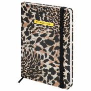Ежедневник недатированный с резинкой А5 145х203 мм, BRAUBERG, твердый, фольга, 128 л., «Leopard», 116291
