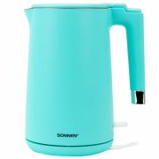 Чайник электрический с двойными стенками SONNEN KT-8719M, 1,5 л, 2200 Вт, мятный, 454694