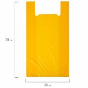 Пакет «майка» КОМПЛЕКТ 100 штук, 38+20х70, ПНД желтый, 25 мкм, LAIMA, 700791