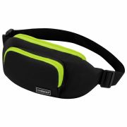 Сумка на пояс HEIKKI RIO (ХЕЙКИ), карман, регулируемый ремень, черная/салатовая, 30х12x10 см, 272615