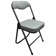 Стул складной для дома и офиса РС04К комфорт, черный каркас, рогожка светло-серая