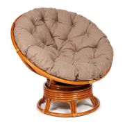 Кресло-качалка PAPASAN/ПАПАСАН w 23/01 B /с подушкой/ 115х78х104 см, Cognac (коньяк), экошерсть Коричневый, 1811-5